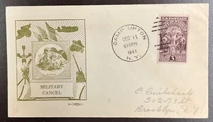 1941 Camp Upton, New York Military Cancel Cover WWII Wyoming stamp - Picture 1 of 2