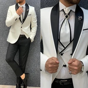 Trajes de hombre de negocios calce regular boda novio esmoquin chal solapa pecho único - Imagen 1 de 21