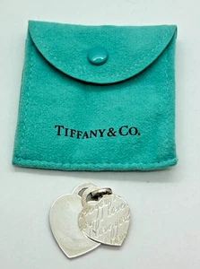 Tiffany Sterling Notes 'I Love You' Double Heart Pendant - Picture 1 of 8