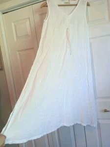 Vestido Fransesca Bettini maxi 100% lino blanco sin mangas ceñido frente M ITALIA Aline - Imagen 1 de 9