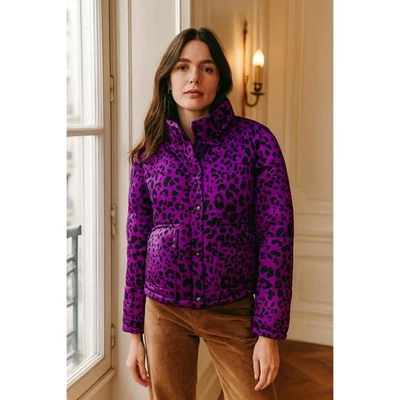 Chaqueta acolchada Carlisle púrpura negro leopardo mezcla seda 14 Foto 1 de 4