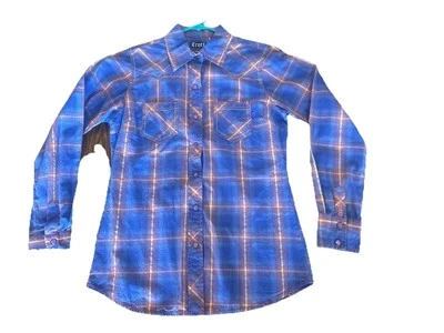 Camisa Vaquera Occidental Cruel Girl Mujer Pequeña Perla A Presión Manga Larga Púrpura Cuadros Foto 1 de 4