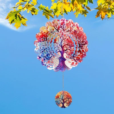 Tree of Life Wind Spinners Outdoor, 3D Metal Wind Spinner Hanging Decor Kinetic - Image 1 of 4