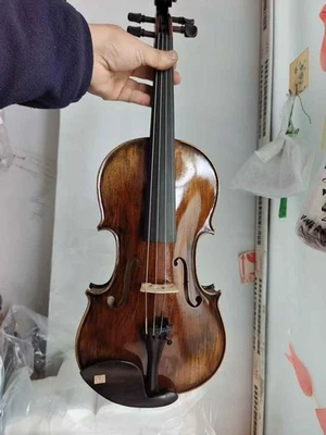 New 4/4 violin Stradi model flamed maple back spruce top hand carved N9 - Image 1 of 4