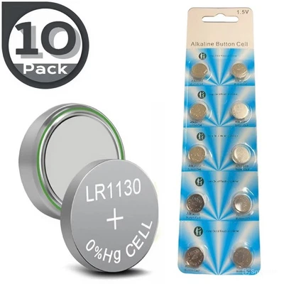 10 Pack LR1130 AG10 189 389 LR54 L1131 RW89 Alkaline Battery 1.5V Button Cell - Image 1 of 4