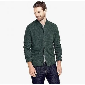 J.CREW Hombres Lana de Cordero Bombardero Suéter Chaqueta en Verde Musgo-Talla X-Grande - Imagen 1 de 10