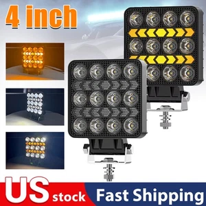 2x 4'' LED Work Lights Flood Offroad Driving Light for Tractor Pickup ATV UTV US - Picture 1 of 14