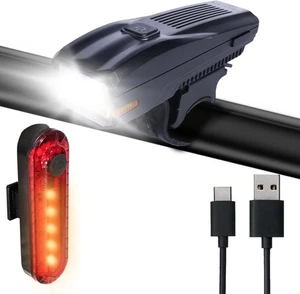 Juego de luces recargables para bicicleta - Luces delanteras y traseras LED impermeables para bicicleta - Imagen 1 de 8