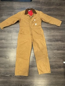 Vintage Carhartt Coveralls 996QZ Sz 42S Insulated Canvas Work Mechanic 80s - Picture 1 of 8