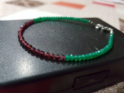 Collana in argento sterling 925 rodolite onice verde e granato gioielli... - Immagine 1 di 4