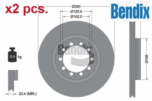 X2 PCS FRONT BRAKE DISC SET LEFT & RIGHT BDS1808 BENDIX BRAKING I - Picture 1 of 3