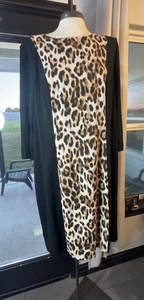 Vestido Chico’s Para Mujer’s So Adelgazante Negro Con Estampado de Leopardo Talla 2.5 - Imagen 1 de 7