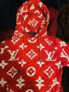 Louis Vuitton Monogram Custom Red Rare Hoodie Men’s Size Medium - Picture 1 of 4