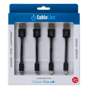 ChargeHub CableLinx Value Pack of 4 (2 Lightning & 2 Micro) USB Charge & Sync Ca - Photo 1 sur 8