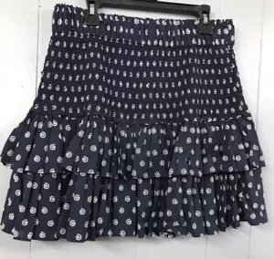 Loft Skirt. Smocked with Ruffles. Navy with “Circles”. Lined. Size XL. NWT. - Picture 1 of 9
