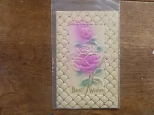 1913 BEST WISHED ROSE EMBOSSED POSTCARD - Picture 1 of 2