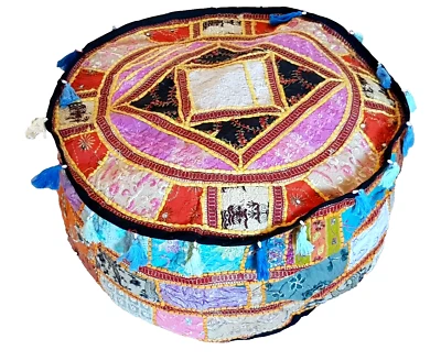 Sitzkissenbezug Pouf Ottomans Patchwork Bunt 60 x 40 cm Handgefertigt Baumwolle - Bild 1 von 4