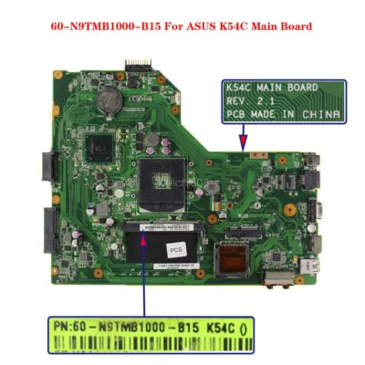 For ASUS K54C Rev 2.1 X54C Laptop Intel motherboard 60-N9TMB1000-B15 Tested OK - Image 1 of 4