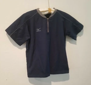 Mizuno Performance Boys Youth Medium Short Sleeve 1/4 Zip Shirt Top Black Active - Picture 1 of 8