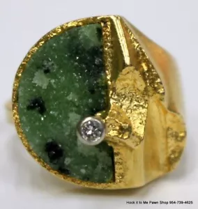Vintage Bjorn Weckstrom Lapponia 18K Zoisite Diamond Gold Ring - Picture 1 of 13