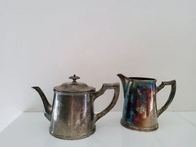 cafetière ancienne metal argenté avec son laitier - Photo 1/4