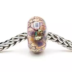 Charm Trollbeads Viola Fiore Mosaico Vetro Perline Argento Sterling Core - Foto 1 di 5