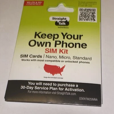 Straight Talk Nano SIM Card Activation Kit X2 Save On Cell Phone Bill Green Cdma - Image 1 of 4
