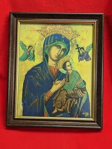 NUESTRA DAMA DE AYUDA PERPETUA 8x10" en un marco de nogal adornado en oro de 9-1/2 x 11-1/2" - Imagen 1 de 4