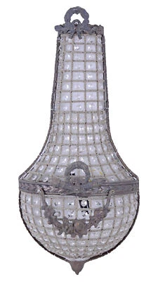 Wandlampe Shabby Chic Wandapplik Wandlüster Kristalle Wandleuchte ROKOKO MESSING - Bild 1 von 4