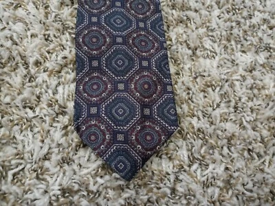 Corbata Henry Grethel Azul Rojo Geométrica Cuello 100% Seda Hecha en EE. UU. Foto 1 de 4