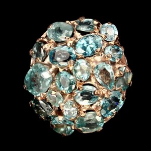 925 Sterling Silver Ring Oval Blue Zircon 7x6mm Gemstone Jewelry Size 8 - Picture 1 of 3