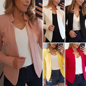 Mujeres Calce Ajustado Manga Larga Blazer Chaqueta Formal OL Trabajo Ropa Exterior Traje Abrigo Top Reino Unido - Imagen 1 de 10