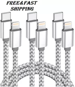 USB C to Lightning Cable 3Pack 6 FT Apple Mfi Certified Iphone Fast Charger Type - Picture 1 of 8