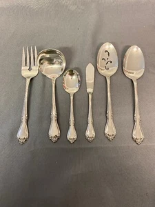 Oneida Edelstahl Chateau 6 Servierteile Schöpfkelle Gabel Butter Zuckerschale (2) - Bild 1 von 5