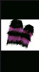 PINK Black Furry Legwarmers Fluffy Boot Covers Halloween Leg warmer Women Party - Picture 1 of 2