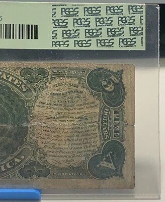1907 $5 Woodchopper  Legal Tender Note  Error Folds gutter and misaligned Rare！！ - Image 1 of 4