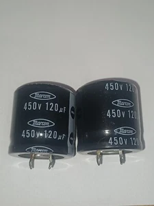 Marcon 120uF, 450VDC electrolytic capacitor/Qty 2/105°C/Snap-in Radial leaded - Picture 1 of 3