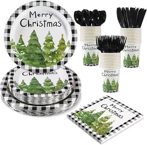 Oh Christmas Tree Disposable Tableware Set (Plates, Cups, Napkins, Utensi) - Picture 1 of 8