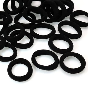 100 Black Color Soft Mini Seamless Elastic Band Hair Ties Rope 20mm for Girls - Picture 1 of 5