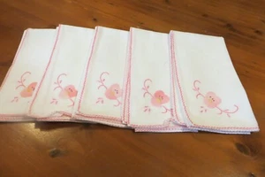 SERVIETTES in VINTAGE ~ White/Applique Corner ~ X 5 ~ My FRENCH CONNECTION ~ - Picture 1 of 1