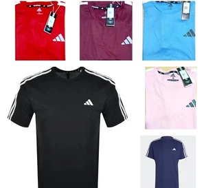Adidas Mens ESSENTIALS Three stripes T-Shirt Gym Fitness Training Activewear - Picture 1 of 13