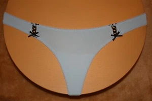 Blue Thong with a Black Corset Look & Bows on Hips - No Size / Free Size - Picture 1 of 2