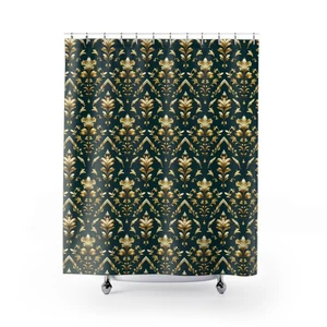 Elegant Floral Shower Curtain, Vintage Bathroom Decor, - Picture 1 of 5