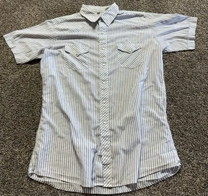 Corral West Western Mens Pearl Snap Shirt Size Large Short Sleeve Striped FLAW - Picture 1 of 9