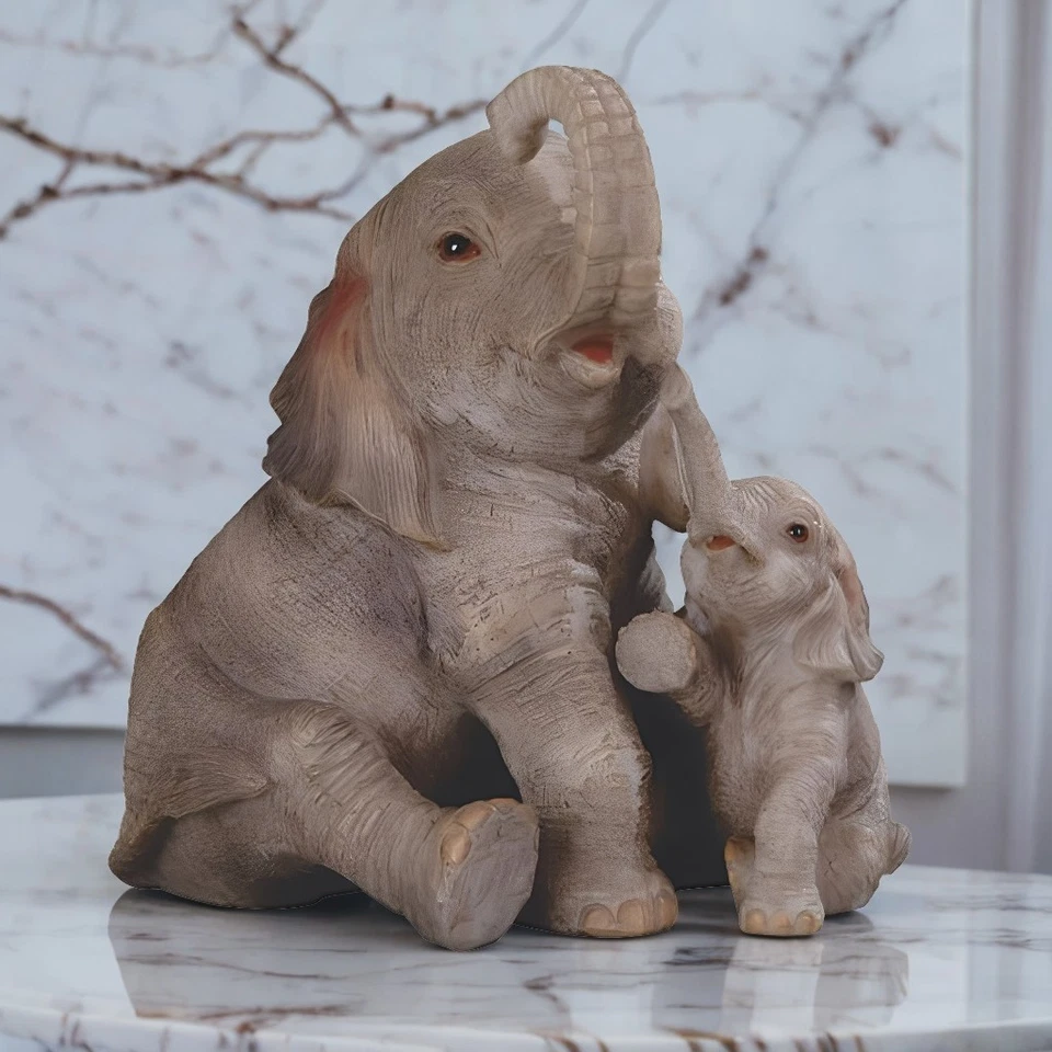 5"H Elephant with Cub Figurine Ornament Home Decor Unique Gift