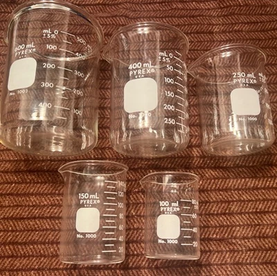 5 CORNING PYREX Vidrio Graduado Baja Forma Griffin Beaker 1000 1003 100 ml - 600 ml Foto 1 de 4