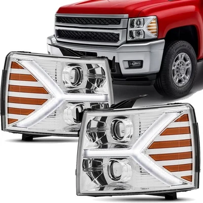 Faros LED DRL negros para Chevy Silverado 1500 2500HD 3500HD 2007-2014 Foto 1 de 4