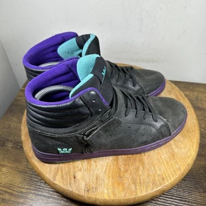 Supra Skytop Schuhe Herren Größe 10,5 schwarz lila türkis hohe Skate Turnschuhe - Bild 1 von 10
