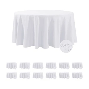 Fokitut 12 Pack Waterproof Round Tablecloth, 132 Inch, Stain Resistant and Wrink - Picture 1 of 7