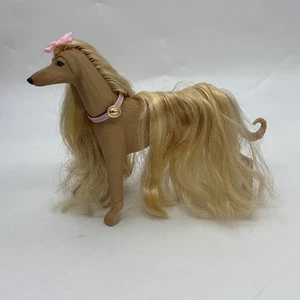 VINTAGE BARBIE GLAM 'N GROOM PETS LACEY AFGHAN HOUND DOG MATTEL 1999 Halsband Schleife - Bild 1 von 5